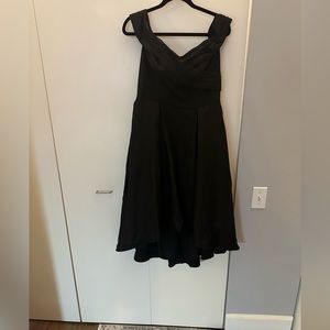 Off the shoulder black wedding guest dress